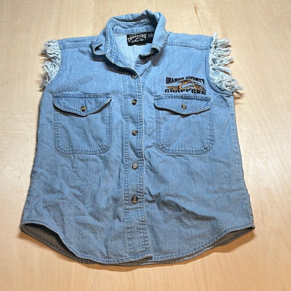 Orange County Choppers‎ Vest Adult Small Denim Vest Embroidered Sleeveless Vest